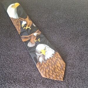 Steven Harris Handmade Eagle Print Neck Tie - Black